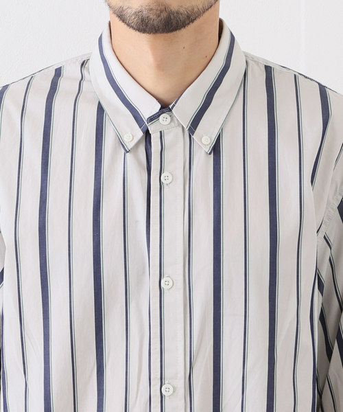 EDIFICE（エディフィス）の「クロスステッチ 半袖ストライプ ボタンダウンシャツ（シャツ/ブラウス・メンズ・グレー系その他/ブルー系その他・MEDIUM/LARGE）」の7枚目の写真