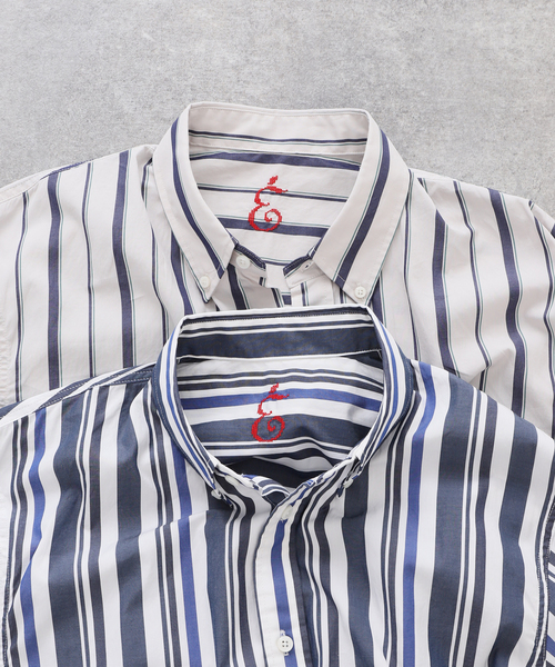 EDIFICE（エディフィス）の「クロスステッチ 半袖ストライプ ボタンダウンシャツ（シャツ/ブラウス・メンズ・グレー系その他/ブルー系その他・MEDIUM/LARGE）」の13枚目の写真