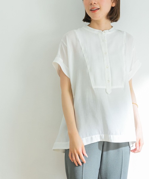 URBAN RESEARCH(アーバンリサーチ)の「フロントデザインフレンチスリーブブラウス(シャツ/ブラウス・レディース・ホワイト/ブラック/ライトカーキ・FREE)」の5枚目の写真