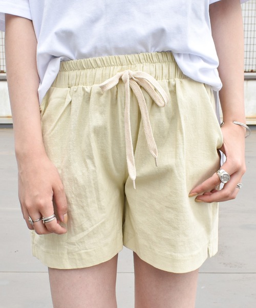 Felt-Maglietta（フェルトマリエッタ）の「麻リネン混ウエストゴムショートパンツ（その他パンツ・レディース・ブラック/グリーン/ライトベージュ/ベージュ・LARGE/MEDIUM）」の4枚目の写真