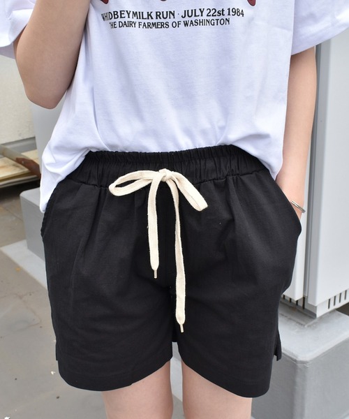 Felt-Maglietta（フェルトマリエッタ）の「麻リネン混ウエストゴムショートパンツ（その他パンツ・レディース・ブラック/グリーン/ライトベージュ/ベージュ・LARGE/MEDIUM）」の5枚目の写真