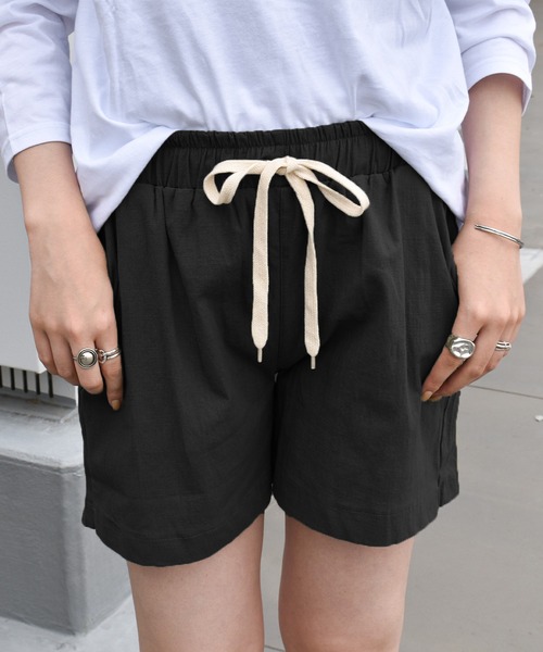 Felt-Maglietta（フェルトマリエッタ）の「麻リネン混ウエストゴムショートパンツ（その他パンツ・レディース・ブラック/グリーン/ライトベージュ/ベージュ・LARGE/MEDIUM）」の14枚目の写真