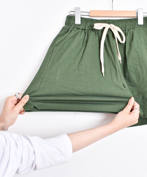 Felt-Maglietta（フェルトマリエッタ）の「麻リネン混ウエストゴムショートパンツ（その他パンツ・レディース・ブラック/グリーン/ライトベージュ/ベージュ・LARGE/MEDIUM）」の17枚目の写真