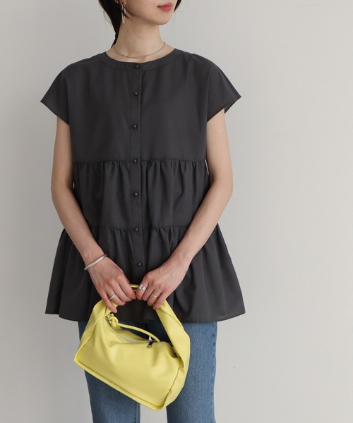 Green Parks(グリーンパークス)の「カラーティアードチュニック(シャツ/ブラウス・レディース・ダークグレー/ピンク/グリーン・FREE)」の5枚目の写真