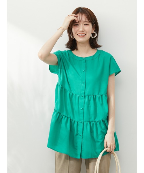 Green Parks(グリーンパークス)の「カラーティアードチュニック(シャツ/ブラウス・レディース・ダークグレー/ピンク/グリーン・FREE)」の7枚目の写真