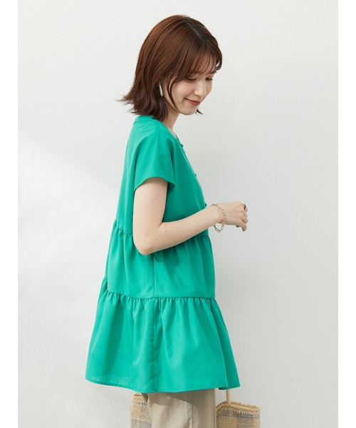 Green Parks(グリーンパークス)の「カラーティアードチュニック(シャツ/ブラウス・レディース・ダークグレー/ピンク/グリーン・FREE)」の15枚目の写真