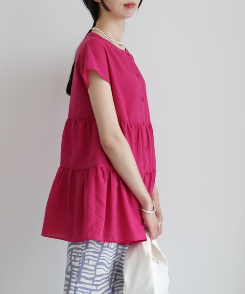 Green Parks(グリーンパークス)の「カラーティアードチュニック(シャツ/ブラウス・レディース・ダークグレー/ピンク/グリーン・FREE)」の18枚目の写真