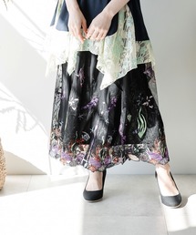 iS ScoLar | 522003：海柄刺繍チュール重ねスカート(スカート)