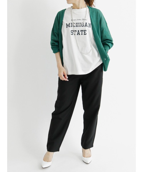 Samansa Mos2 blue（サマンサモスモスブルー）の「ロゴプリントTシャツ（Tシャツ/カットソー・レディース・ブラック/ブラウン/オフホワイト/グリーン/ライトベージュ・ﾌﾘ-）」の13枚目の写真