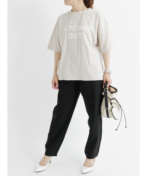 Samansa Mos2 blue（サマンサモスモスブルー）の「ロゴプリントTシャツ（Tシャツ/カットソー・レディース・ブラック/ブラウン/オフホワイト/グリーン/ライトベージュ・ﾌﾘ-）」の21枚目の写真