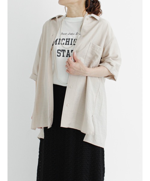 Samansa Mos2 blue（サマンサモスモスブルー）の「ロゴプリントTシャツ（Tシャツ/カットソー・レディース・ブラック/ブラウン/オフホワイト/グリーン/ライトベージュ・ﾌﾘ-）」の14枚目の写真