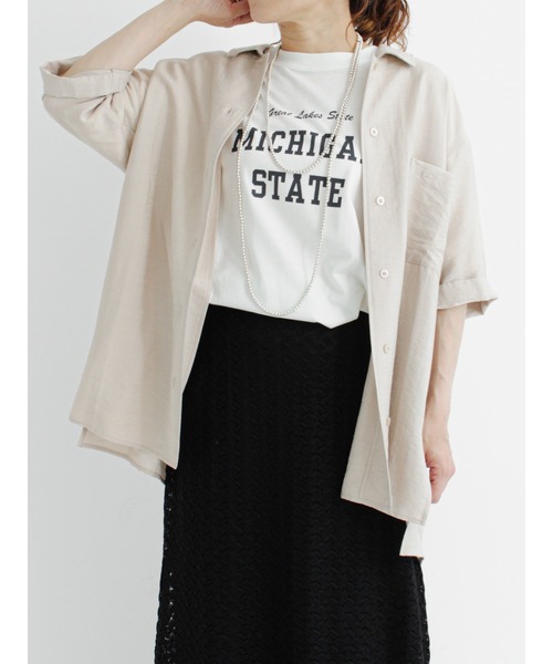 Samansa Mos2 blue（サマンサモスモスブルー）の「ロゴプリントTシャツ（Tシャツ/カットソー・レディース・ブラック/ブラウン/オフホワイト/グリーン/ライトベージュ・ﾌﾘ-）」の15枚目の写真