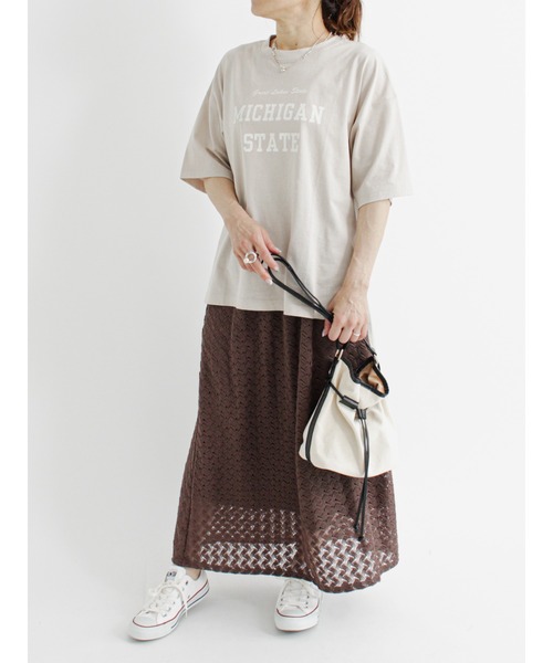 Samansa Mos2 blue（サマンサモスモスブルー）の「ロゴプリントTシャツ（Tシャツ/カットソー・レディース・ブラック/ブラウン/オフホワイト/グリーン/ライトベージュ・ﾌﾘ-）」の22枚目の写真