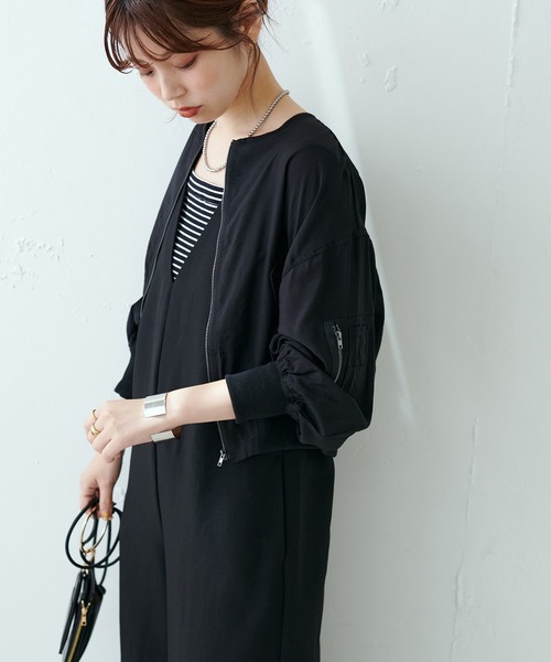 natural couture（ナチュラルクチュール）の「ほんのりシアーMA-１（ブルゾン・レディース・オフホワイト/オレンジ/ミント/ブラック・FREE）」の17枚目の写真