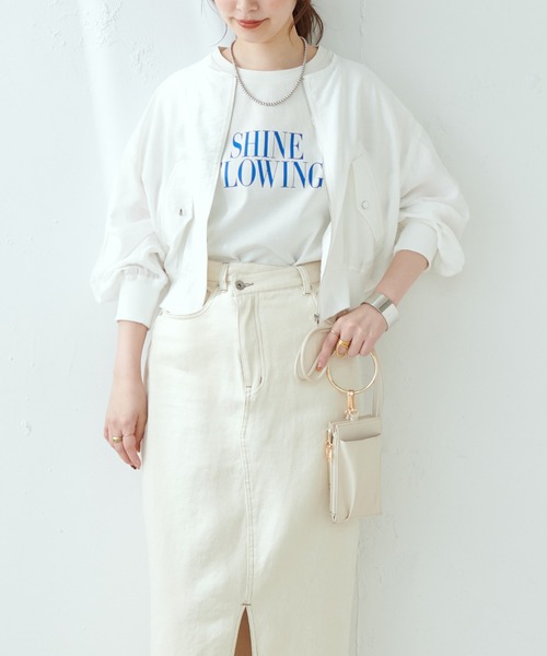 natural couture（ナチュラルクチュール）の「ほんのりシアーMA-１（ブルゾン・レディース・オフホワイト/オレンジ/ミント/ブラック・FREE）」の8枚目の写真