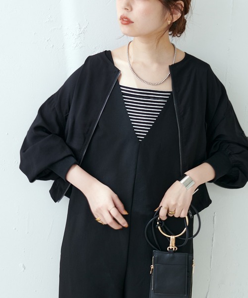 natural couture（ナチュラルクチュール）の「ほんのりシアーMA-１（ブルゾン・レディース・オフホワイト/オレンジ/ミント/ブラック・FREE）」の20枚目の写真
