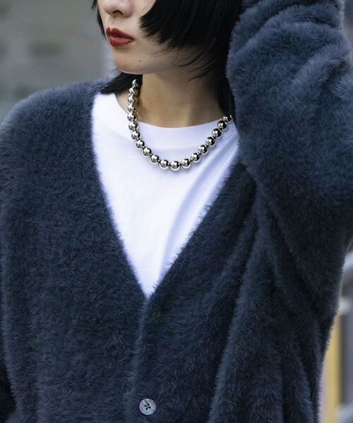 GLOSTER（グロスター）の「【GLOSTER/グロスター】モヘヤライクカーディガン ルーズシルエット（カーディガン/ボレロ・メンズ・ブラック/ベージュ/グリーン/オレンジ/イエロー/ネイビー・M/L）」の9枚目の写真