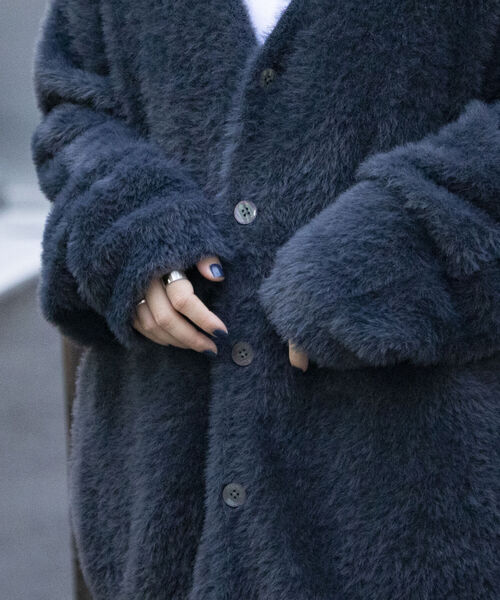 GLOSTER（グロスター）の「【GLOSTER/グロスター】モヘヤライクカーディガン ルーズシルエット（カーディガン/ボレロ・メンズ・ブラック/ベージュ/グリーン/オレンジ/イエロー/ネイビー・M/L）」の10枚目の写真