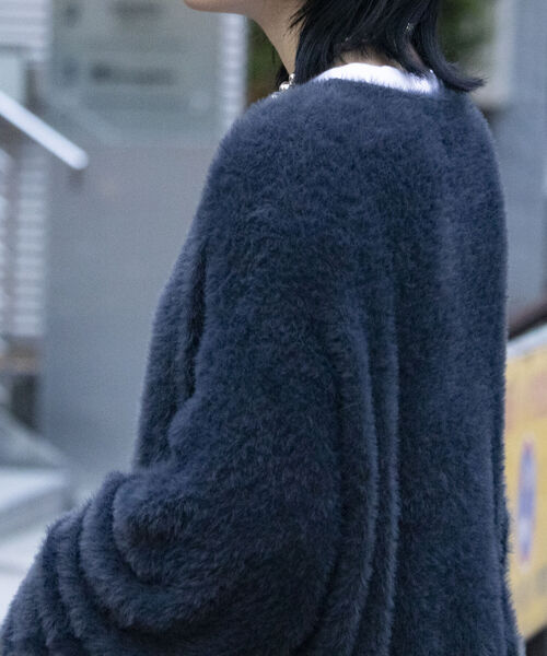 GLOSTER（グロスター）の「【GLOSTER/グロスター】モヘヤライクカーディガン ルーズシルエット（カーディガン/ボレロ・メンズ・ブラック/ベージュ/グリーン/オレンジ/イエロー/ネイビー・M/L）」の11枚目の写真