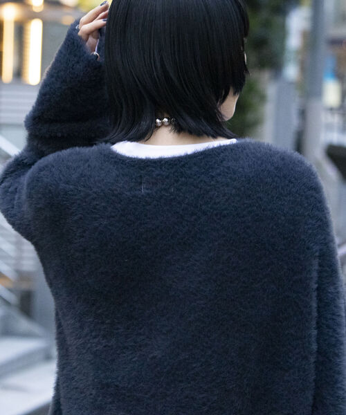 GLOSTER（グロスター）の「【GLOSTER/グロスター】モヘヤライクカーディガン ルーズシルエット（カーディガン/ボレロ・メンズ・ブラック/ベージュ/グリーン/オレンジ/イエロー/ネイビー・M/L）」の12枚目の写真