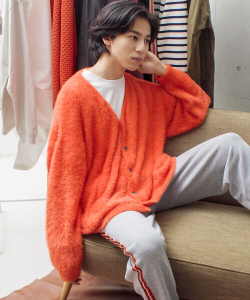 GLOSTER（グロスター）の「【GLOSTER/グロスター】モヘヤライクカーディガン ルーズシルエット（カーディガン/ボレロ・メンズ・ブラック/ベージュ/グリーン/オレンジ/イエロー/ネイビー・M/L）」の18枚目の写真