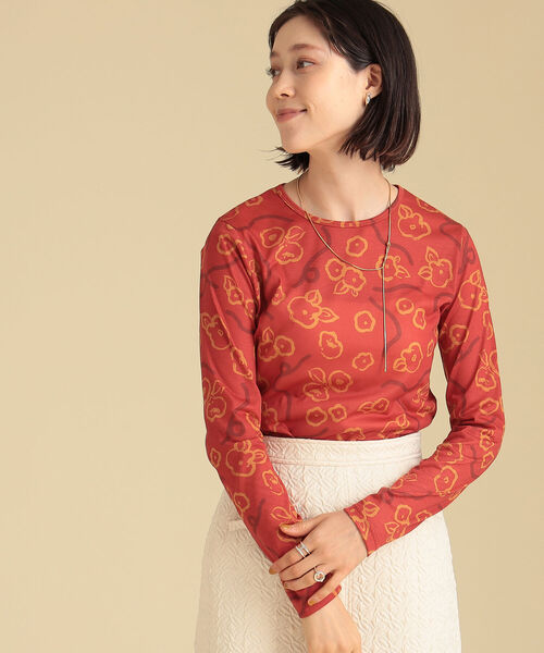 Ray BEAMS（レイビームス）の「Ray BEAMS / ペイント フラワー プリント トップス（Tシャツ/カットソー・レディース・オフホワイト/オレンジ・ONE SIZE）」の8枚目の写真