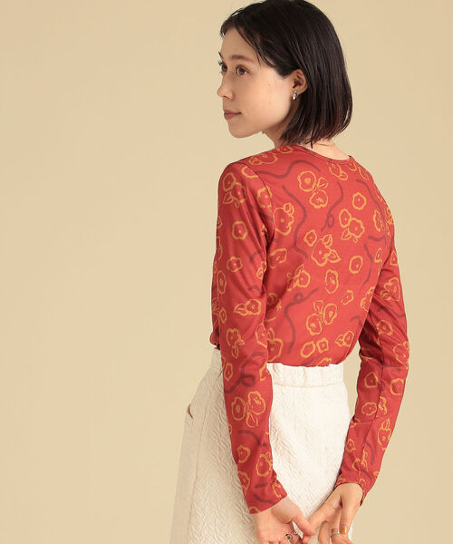 Ray BEAMS（レイビームス）の「Ray BEAMS / ペイント フラワー プリント トップス（Tシャツ/カットソー・レディース・オフホワイト/オレンジ・ONE SIZE）」の9枚目の写真