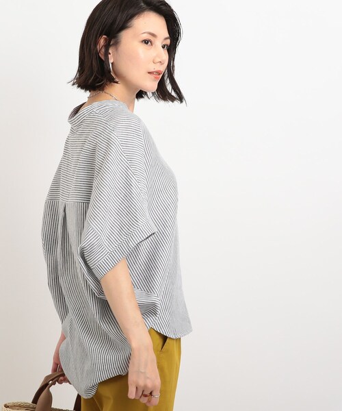 SHOO・LA・RUE（シューラルー）の「◆【洗える】フレンチリネンドルマンスキッパーシャツ（シャツ/ブラウス・レディース・ブラック/ブラウン/オレンジ/ライトパープル/ホワイト系/ブラック系2/ダークグリーン/ピンク系/パープル系4・00）」の18枚目の写真