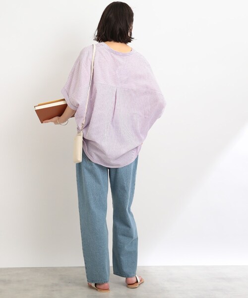 SHOO・LA・RUE（シューラルー）の「◆【洗える】フレンチリネンドルマンスキッパーシャツ（シャツ/ブラウス・レディース・ブラック/ブラウン/オレンジ/ライトパープル/ホワイト系/ブラック系2/ダークグリーン/ピンク系/パープル系4・00）」の14枚目の写真