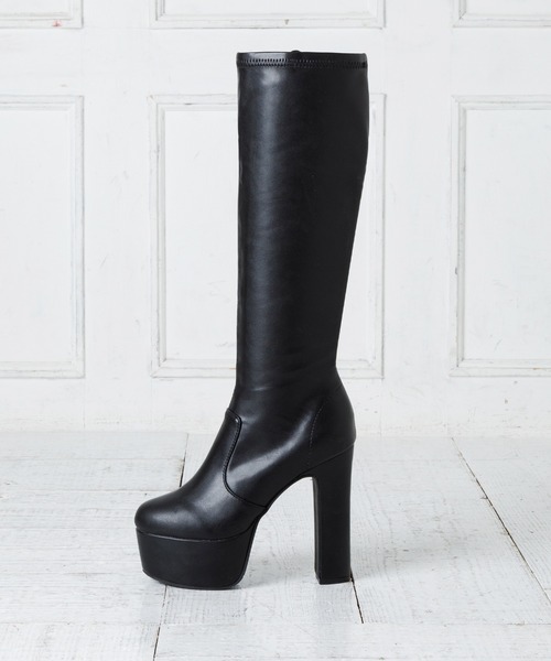 attagirl（アタガール）の「厚底ハイヒールロングブーツ（ブーツ・レディース・アイボリー/ブラック/ブラック系その他・S/LL/L/M）」の5枚目の写真