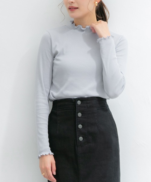 Honeys（ハニーズ）の「メローハイネックＴ（Tシャツ/カットソー・レディース・パープル/ブラウン/レッド/キャメル/ライトグリーン/ブルーグレー・LL/S/M/L）」の2枚目の写真