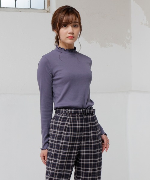 Honeys（ハニーズ）の「メローハイネックＴ（Tシャツ/カットソー・レディース・パープル/ブラウン/レッド/キャメル/ライトグリーン/ブルーグレー・LL/S/M/L）」の10枚目の写真
