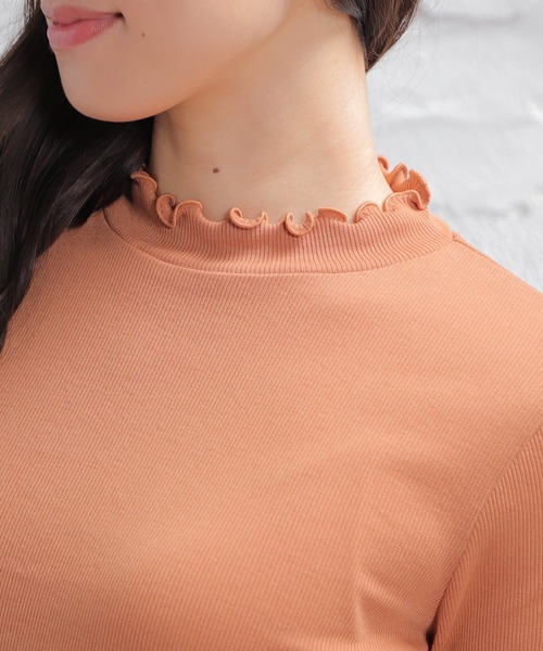 Honeys（ハニーズ）の「メローハイネックＴ（Tシャツ/カットソー・レディース・パープル/ブラウン/レッド/キャメル/ライトグリーン/ブルーグレー・LL/S/M/L）」の9枚目の写真