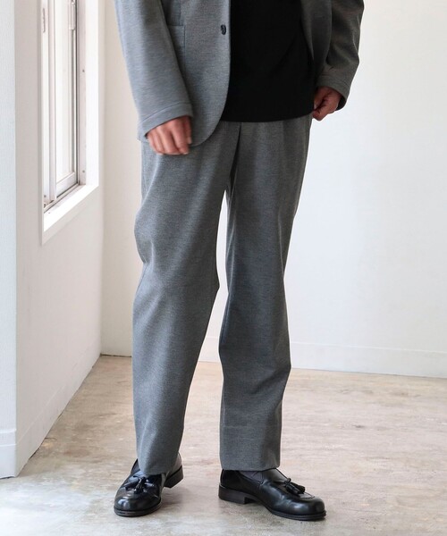 B:MING by BEAMS(ビーミングバイビームス)の「B:MING by BEAMS / NOMAD ジャージ 1プリーツ スラックス (セットアップ対応)(スラックス・メンズ・グレー/ブラック・MEDIUM/LARGE/SMALL/X-LARGE)」の3枚目の写真