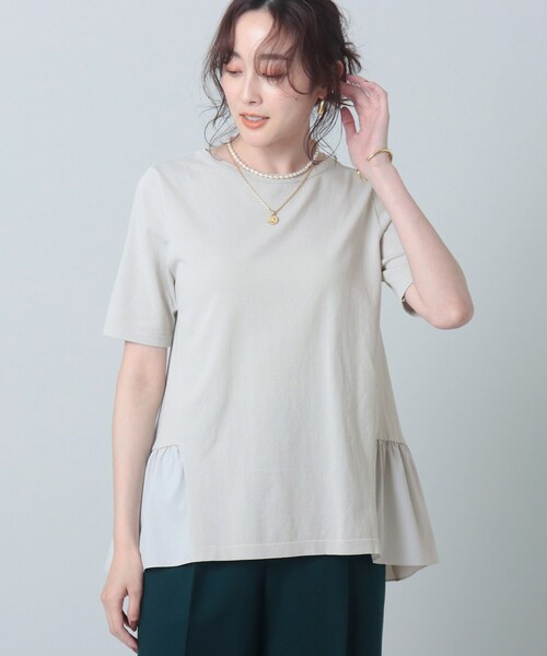 UNTITLED(アンタイトル)の「◆【1枚で着映え】コットン混 ペプラムニット<洗える>(Tシャツ/カットソー・レディース・ホワイト系/グレー系/ブラック/ライトグリーン/ライトオレンジ系・02/04/44)」の3枚目の写真