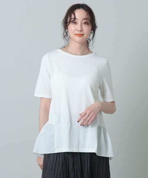UNTITLED(アンタイトル)の「◆【1枚で着映え】コットン混 ペプラムニット<洗える>(Tシャツ/カットソー・レディース・ホワイト系/グレー系/ブラック/ライトグリーン/ライトオレンジ系・02/04/44)」の21枚目の写真