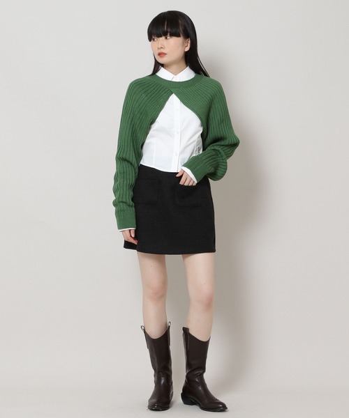 3.3 Field Trip （3.3フィールドトリップ）の「3.3 Field Trip／リブクロップ長袖Tシャツ　2169550（ニット/セーター・レディース・ブラック/グリーン・FREE）」の11枚目の写真