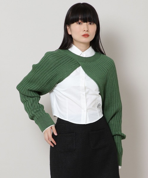 3.3 Field Trip （3.3フィールドトリップ）の「3.3 Field Trip／リブクロップ長袖Tシャツ　2169550（ニット/セーター・レディース・ブラック/グリーン・FREE）」の12枚目の写真