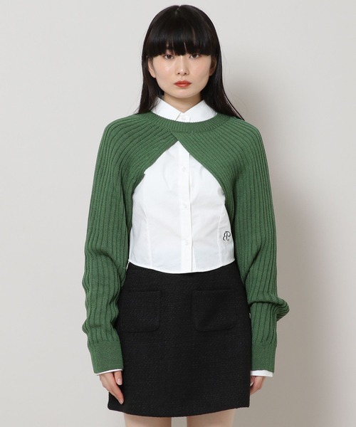 3.3 Field Trip （3.3フィールドトリップ）の「3.3 Field Trip／リブクロップ長袖Tシャツ　2169550（ニット/セーター・レディース・ブラック/グリーン・FREE）」の14枚目の写真