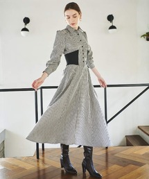 ⭐️美品 アンドクチュール プリーツ切替千鳥シャツワンピース ⭐️美品 アンドクチュール プリーツ切替千鳥シャツワンピース