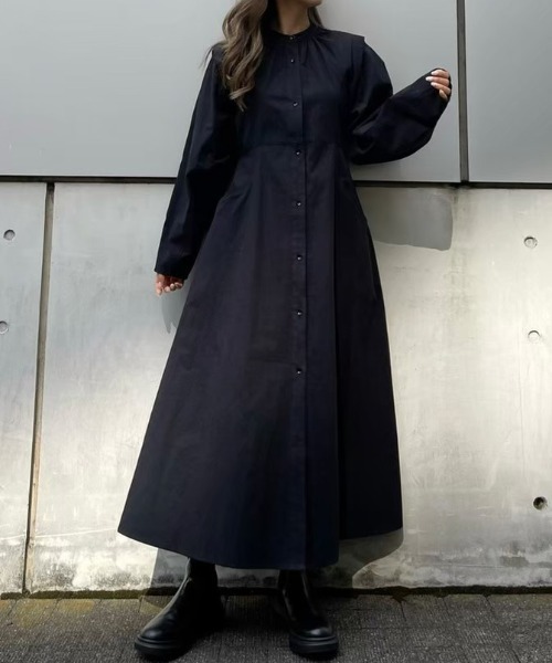 【セール】front button A-line silhouette Dress（ワンピース）｜TRUNC 88（トランクエイティーエイト）