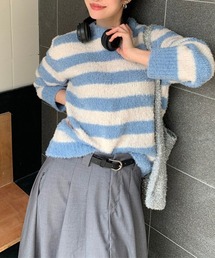ボーダー長袖ニット
