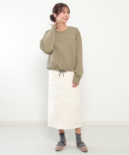 LBC（エルビーシー）の「【セットアップ可能】キルトドロストプルオーバー（スウェット・レディース・オフホワイト/オリーブ・M/L）」の16枚目の写真