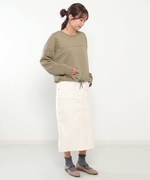LBC（エルビーシー）の「【セットアップ可能】キルトドロストプルオーバー（スウェット・レディース・オフホワイト/オリーブ・M/L）」の17枚目の写真