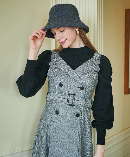 AND COUTURE（アンドクチュール）の「ヘリンボーンツイードジャンスカ