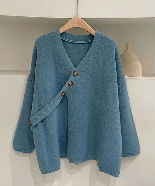 LOPASS(ロパス)の「ノーカラーVネックカーディガン(カーディガン/ボレロ・レディース・アイボリー/ブルー/グレー/Mustard/ブラック・FREE)」の14枚目の写真