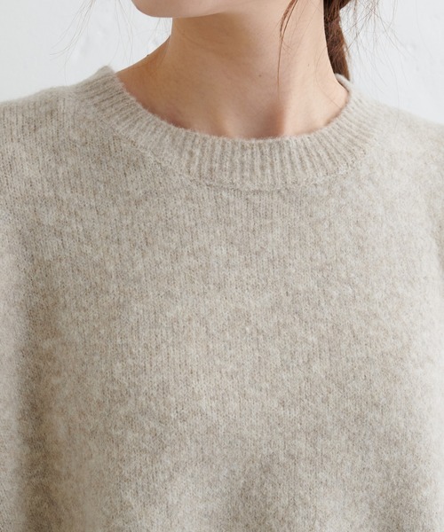 PUAL CE CIN（ピュアルセシン）の「ウール混シンプルニットプルオーバー（ニット/セーター・レディース・ベージュ/グレー/アイボリー・FREE）」の10枚目の写真