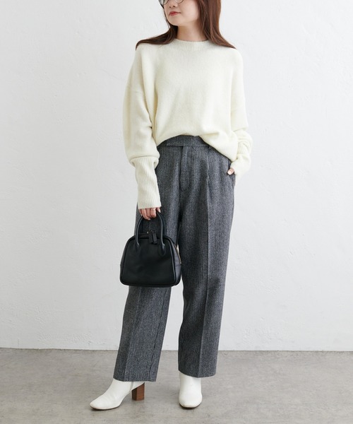PUAL CE CIN（ピュアルセシン）の「ウール混シンプルニットプルオーバー（ニット/セーター・レディース・ベージュ/グレー/アイボリー・FREE）」の4枚目の写真