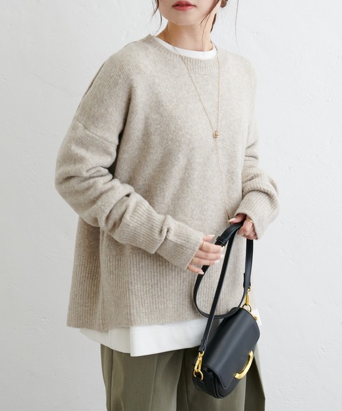 PUAL CE CIN（ピュアルセシン）の「ウール混シンプルニットプルオーバー（ニット/セーター・レディース・ベージュ/グレー/アイボリー・FREE）」の16枚目の写真