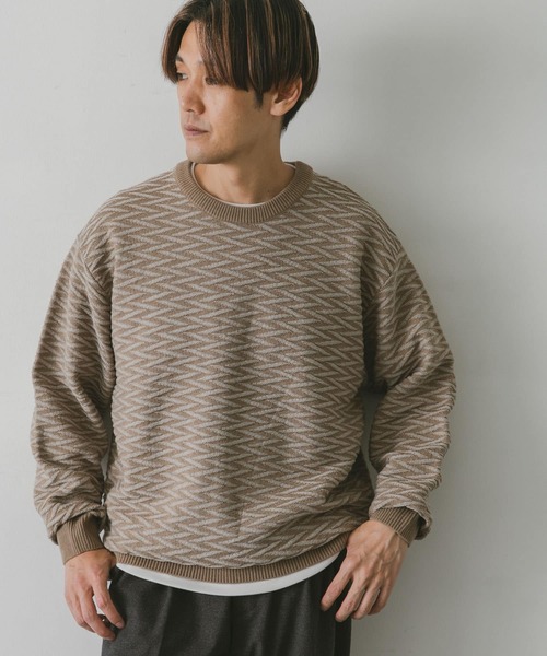 URBAN RESEARCH DOORS（アーバンリサーチドアーズ）の「ジャガードクルーネックニット（ニット/セーター・メンズ・チャコールグレー/オレンジ系その他/ベージュ/ブルー系その他・MEDIUM/LARGE）」の8枚目の写真